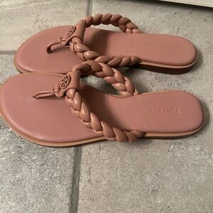 Tory Burch Braided Thong Sandals in Dusty Rose